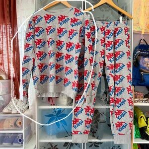 Kappa all over print monogram logo retro crewneck sweatshirt